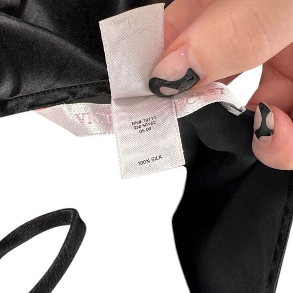 Vintage Victoria's Secret Black Silk Cowl Neck Low Back Maxi Slip Dress Medium - Picture 6 of 6